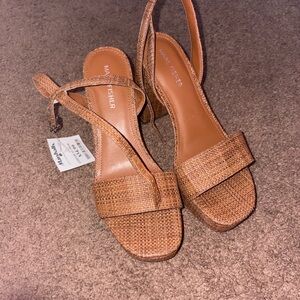 Marc Fisher Tan Woven Slingback Block Heels